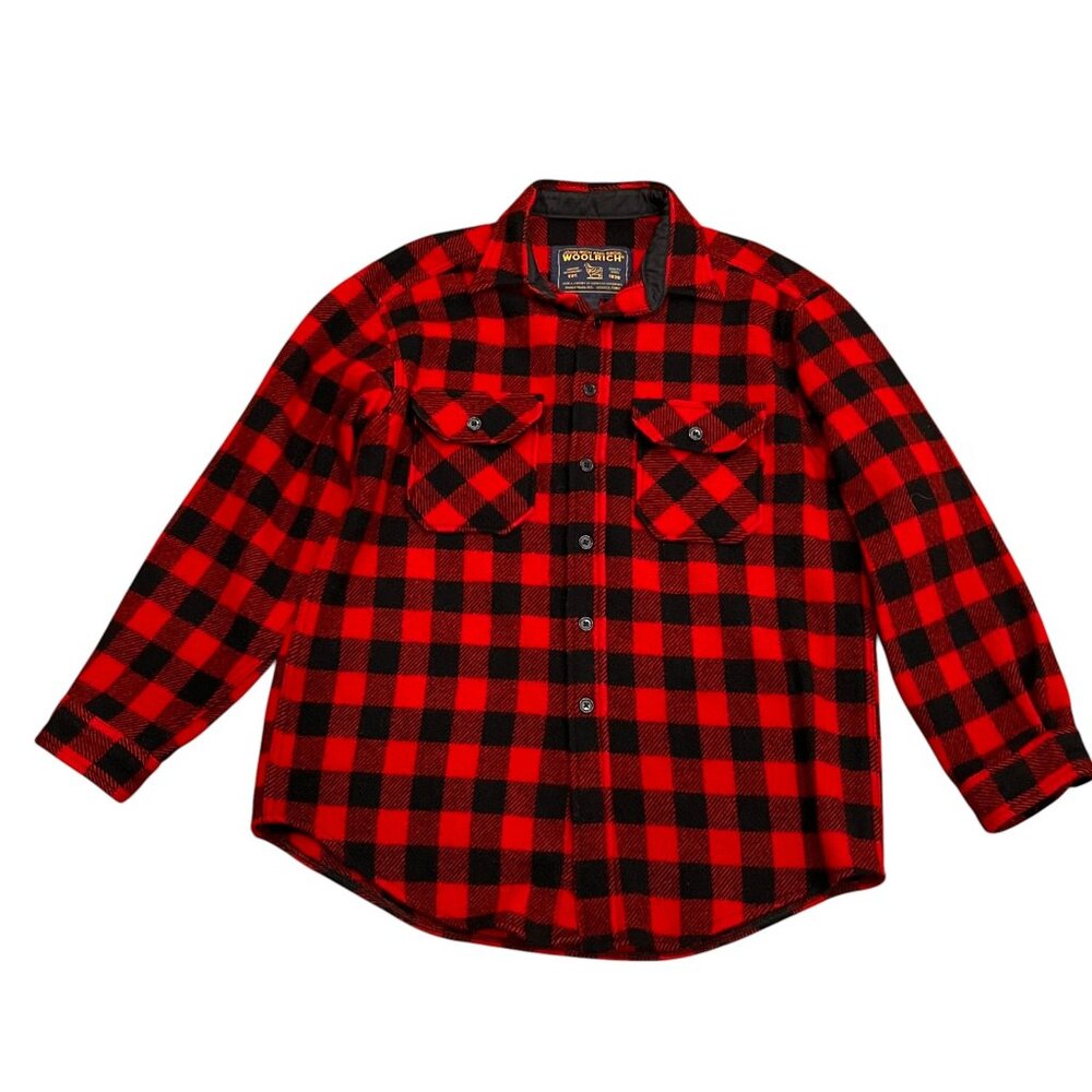 Woolrich Heavy Buffalo Plaid Shirt, Black Red, L